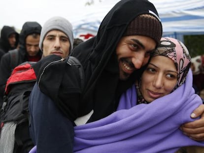 Refugiados en la frontera entre Serbia y Croacia.