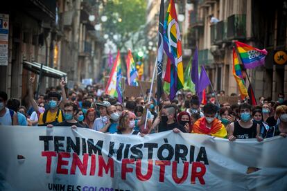 Manifestación por el Orgullo LGBTI el 27 de junio de 2020 en Barcelona.
