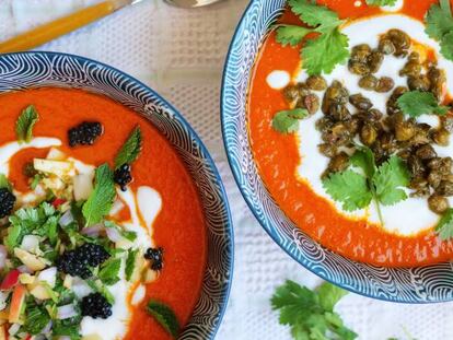 Sopa de tomate y yogur en versión templada y fría