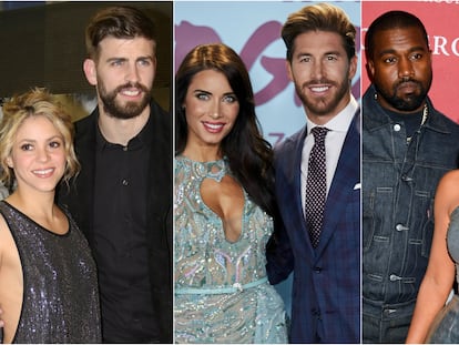 Shakira y Gerard Piqué; Pilar Rubio y Sergio Ramos y Kanye West y Kim Kardashian.