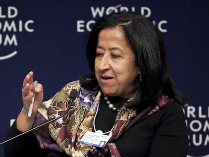 Lubna Olayan, durante su intervenci&oacute;n en el Foro de Davos de 2010.