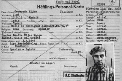 Ficha de José Cereceda, detenido en Francia y enviado a Mauthausen en 1943.