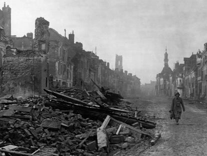 Calles de Peronne, escenario de la batalla de Somme, en 1916.
