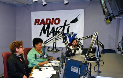 El estudio de grabación de Radio TV Martí, en Miami, Florida.