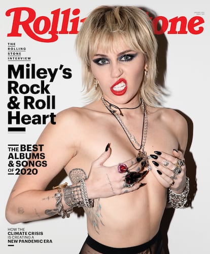 Miley Cyrus en la portada de la revista 'Rolling Stone'.