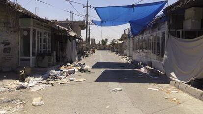 Una calle vacía de Majmur, el 14 de agosto, donde apenas hay huellas de combates