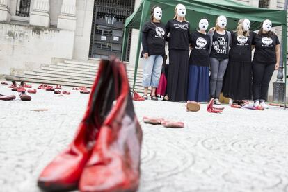 Protesta contra la violencia de género en A Coruña.