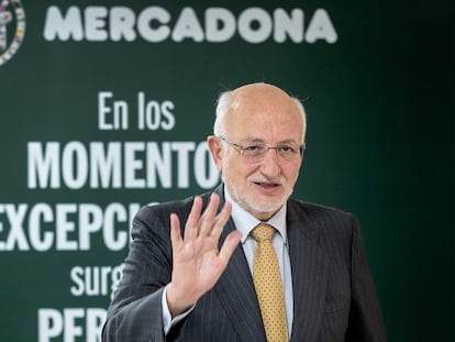 Juan Roig, presidente de Mercadona, este martes en Valencia durante la presentación de resultados de la compañía.