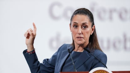 Claudia Sheinbaum en el Palacio Nacional, en Ciudad de México, este jueves.