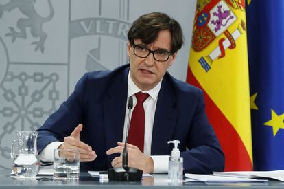 Health Minister Salvador Illa at a press conference on Friday.