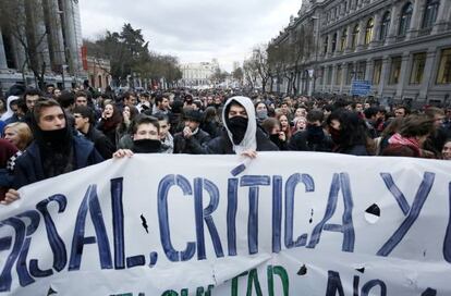 Manifestación en Madrid, convocada tras la jornada de huelga educativa.