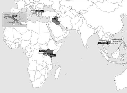 El mapa con los países protagonistas de 'Cómo alimentar a un dictador'