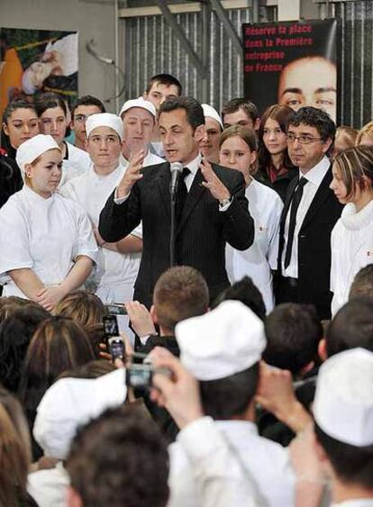 El presidente francés, Nicolas Sarkozy, en un discurso a estudiantes.