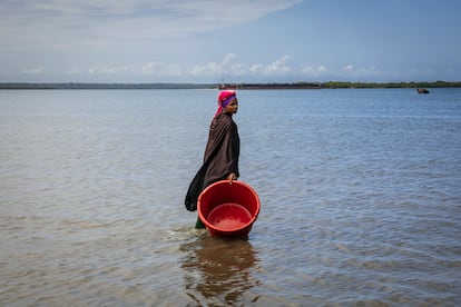  Una mujer de Tanga espera a la llegada de los barcos pesqueros para descargar la mercancía y trasladarla a la lonja en Tanzania el pasado septiembre, donde más tarde será vendido a compradores locales. El sector pesquero es uno de los más importantes en esta región. 