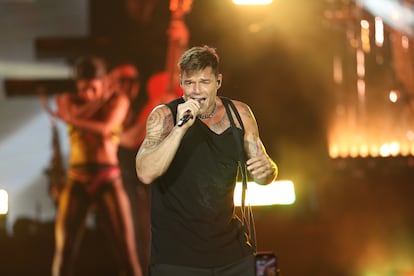 Puerto Rican singer Ricky Martin performs on stage during the Uforia Latino Mix Live: Dallas at Dos Equis Pavilion Venue on August 4, 2022 in Dallas, Texas.