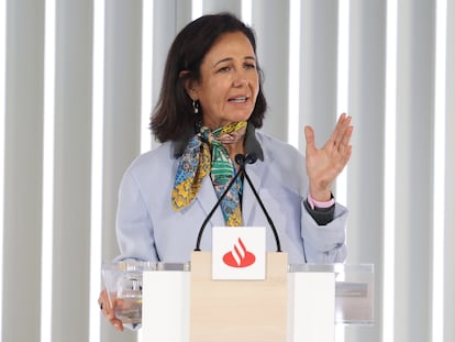 La presidenta del Banco Santander, Ana Botín, durante la presentación de resultados de la entidad financiera.