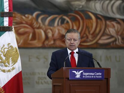 El presidente de la Suprema Corte de Justicia, Arturo Zaldívar, durante una rueda de prensa este miércoles en Ciudad de México.