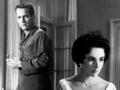 Paul Newman y Elizabeth Taylor en <i>La gata sobre el tejado de zinc,</i> de Richard Brooks.