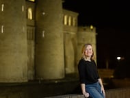 Pilar Alegría, frente al Palacio de la Aljafería de Zaragoza, el 31 de enero.