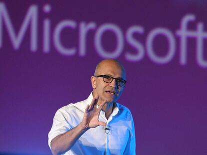 Satya Nadella, consejero delegado de Microsoft, hablando sobre Microsoft Azure.