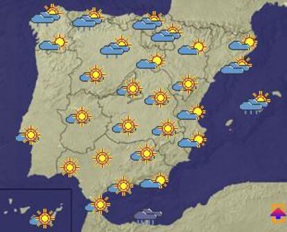 Mapa de la previsión meteorológica para hoy.