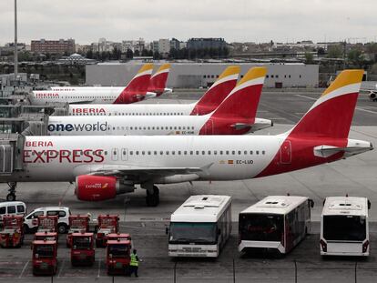 Aviones de Iberia en el aeropuerto Adolfo Suárez Madrid-Barajas.