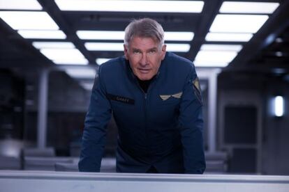Harrison Ford in a scene from Ender's Game