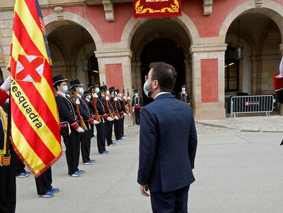 Una formación de los Mossos d'Esquadra en un acto en el Parlament cuando Pere Aragonès era vicepresidente de la Generalitat.