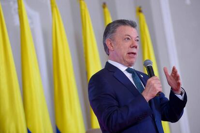 El presidente Juan Manuel Santos durante la presentación del informe de pobreza 2016.