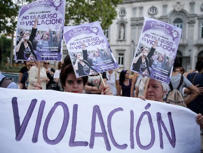 Una manifestación en Madrid tras conocerse la sentencia contra La Manada, en 2019.