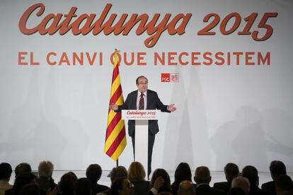 Miquel Iceta durante su conferencia sobre el futuro de Catalu&ntilde;a. 