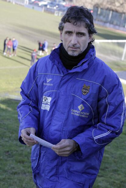 Alfaro, en un entrenamiento del Pontevedra.