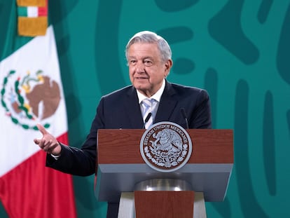 Andrés Manuel López Obrador, este miércoles en el Palacio Nacional.