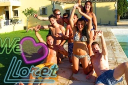 Imagen de los ocho participantes del polémico programa de televisión alemán 'We Love Lloret'