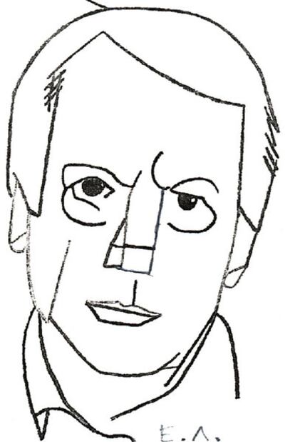 Jorge Semprún, en un dibujo realizado ayer por el artista Eduardo Arroyo.