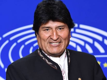 Evo Morales durante visita a Bruxelas