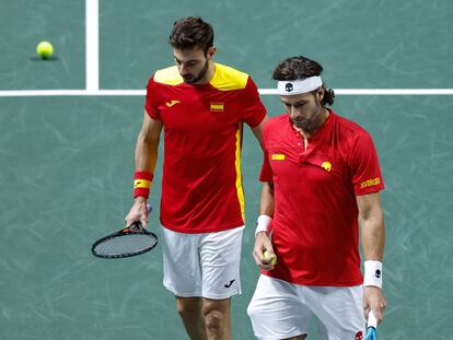 Granollers y Feliciano, durante el partido de dobles contra Rublev y Karatsev.