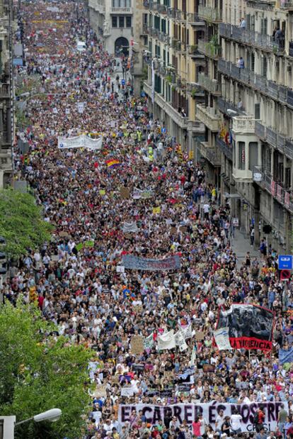 La protesta discurrió con normalidad por las calles de Barcelona.