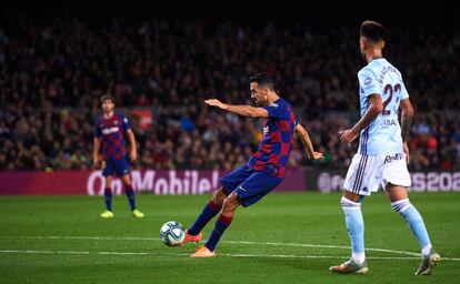 Busquets marca el cuarto gol del Barcelona ante el Celta.