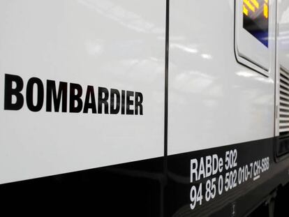 Imagen de un tren fabricado por Bombardier.