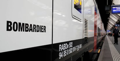 Imagen de un tren fabricado por Bombardier.