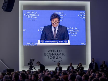 Javier Milei durante el Foro Económico Mundial de Davos el pasado 17 de enero.