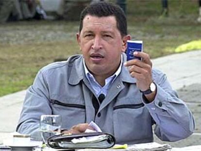 Hugo Chávez, durante su alocución radiofónica del domingo.