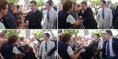 Una secuencia de la agresión al presidente francés, Nicolas Sarkozy.