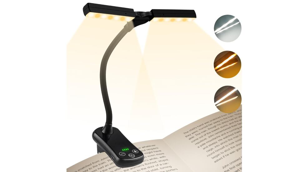 Esta lámpara de lectura con base de pinza incluye ocho modos de brillo.