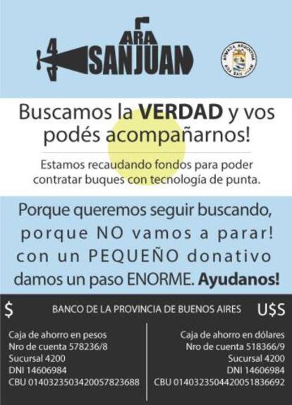 La convocatoria que lanzaron los familias del submarino perdido hace 102 días.