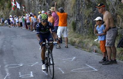 Nairo Quintana, durante el ascenso.