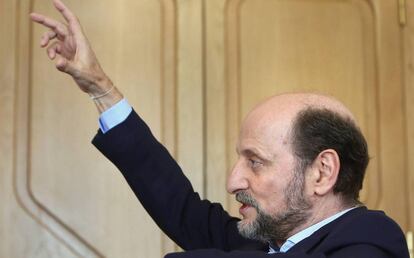 José Miguel Fernández Sastrón, presidente de la SGAE, en su despacho de Madrid, en julio de 2017.