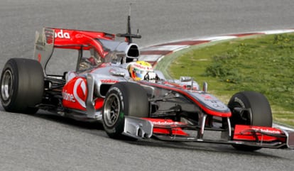 Lewis Hamilton, en el circuito de Montmeló
