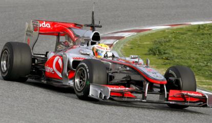 Lewis Hamilton, en el circuito de Montmeló